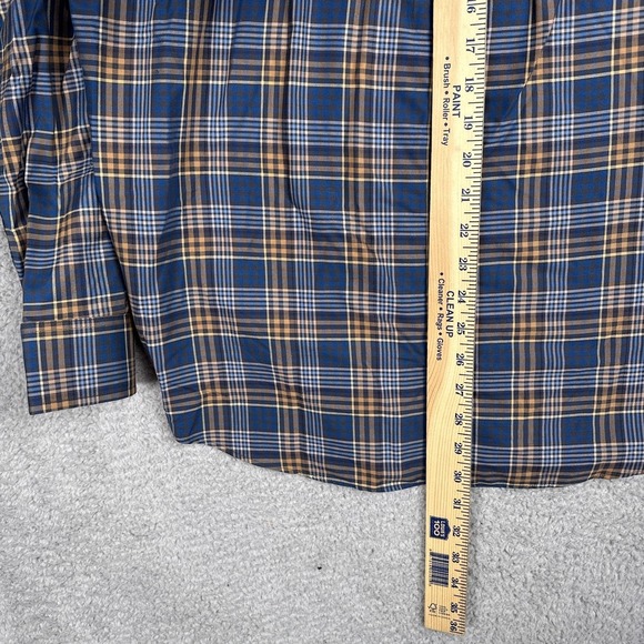 Orvis Shirt Mens Medium Blue Brown Plaid Stretch Long Sleeve Button Up Casual - Picture 9 of 12